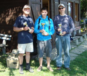 2. Klubcup, Landewettbewerb - Die Sieger: 3. Erich Kopecny, 1. Patrick Abulesz und 2. Andreas Konstensky.
